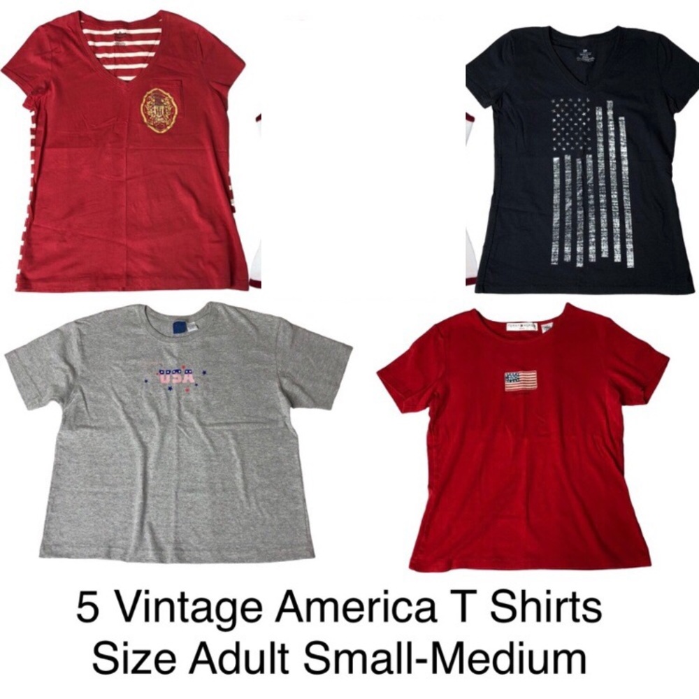 4 Vintage America Tee Shirts Bundle Lot Small Medium USA